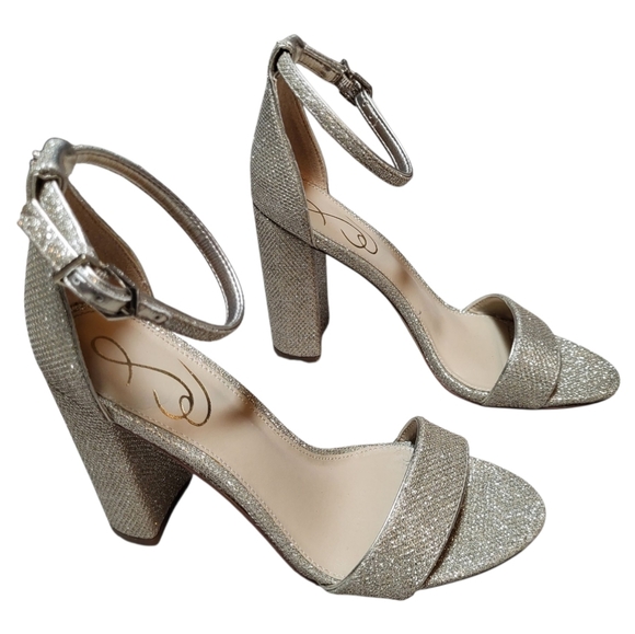 Sam Edelman 'Yaro' Block Heels In Light Gold Mesh - Size 6M - Picture 3 of 13